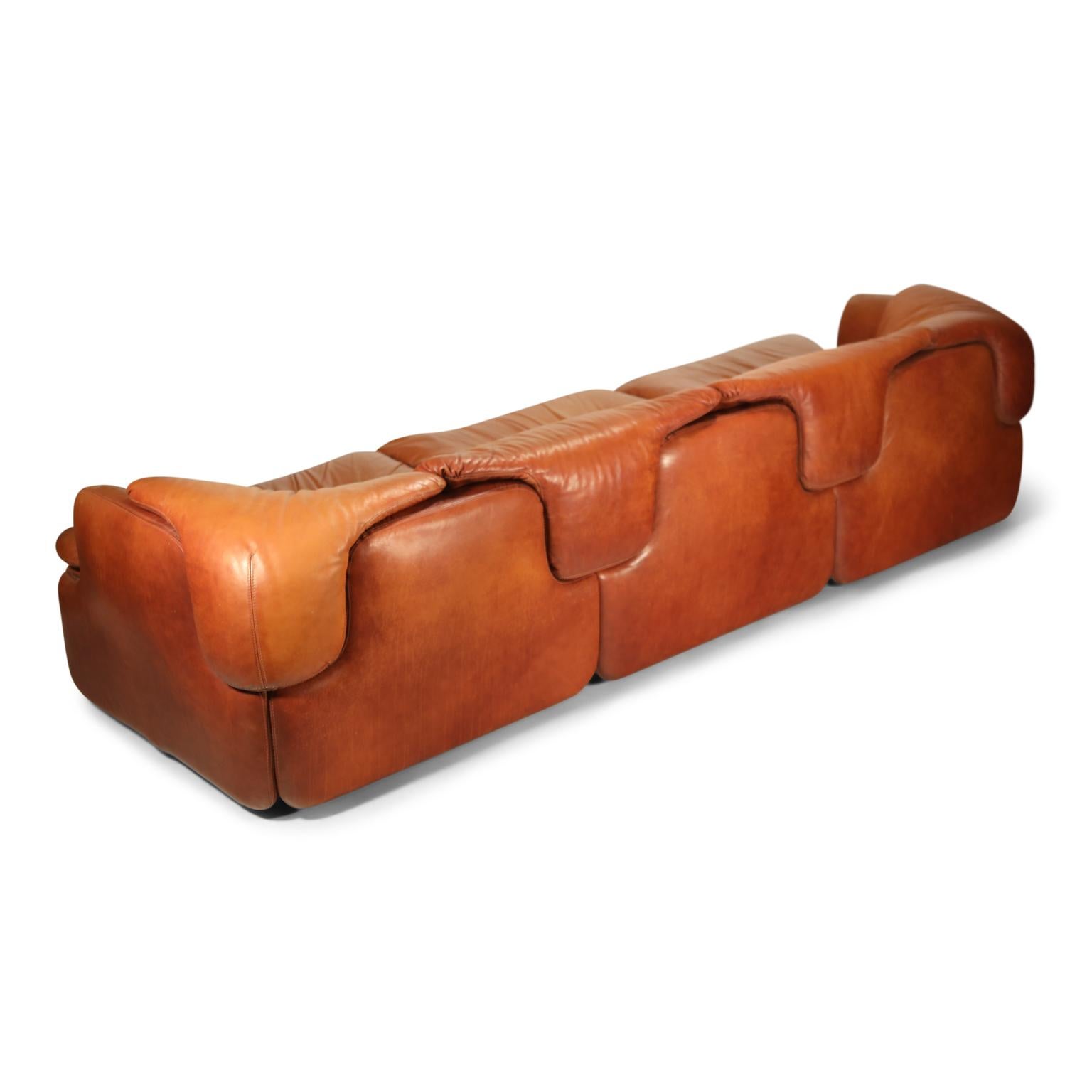 Late 20th Century 'Confidential' Three-Seat Leather Sofa by Alberto Roselli for Saporiti, 1972