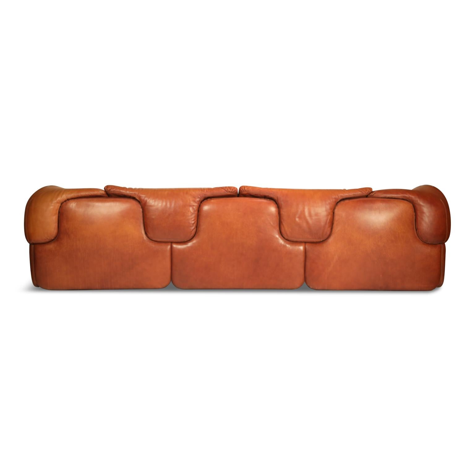 'Confidential' Three-Seat Leather Sofa by Alberto Roselli for Saporiti, 1972 1