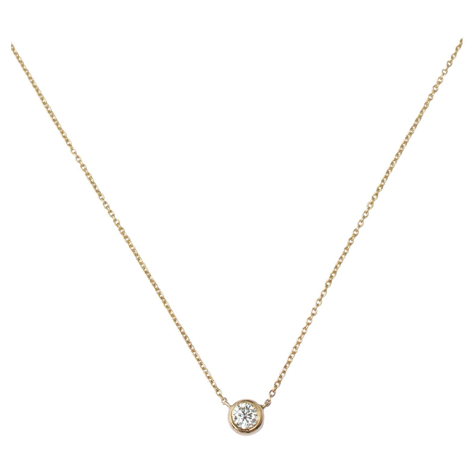 14 Karat Gold Conflict Free Diamond Solitaire Choker Necklace by Mon Pilar For Sale