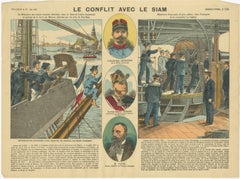 Conflict with Siam, a French Naval Action Scene, Épinal Colonial Print, 1893