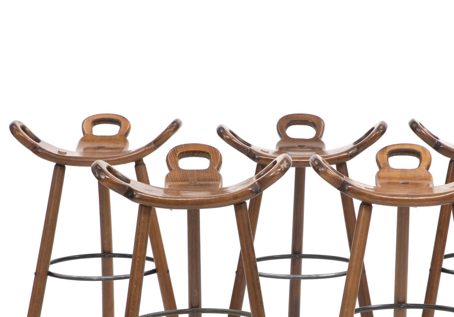 Spanish Confonorm Bar Stool Made of Beech For Sale
