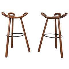 Confonorm Pair of Marbella Brutalist Bar Stools, Spain, 1970