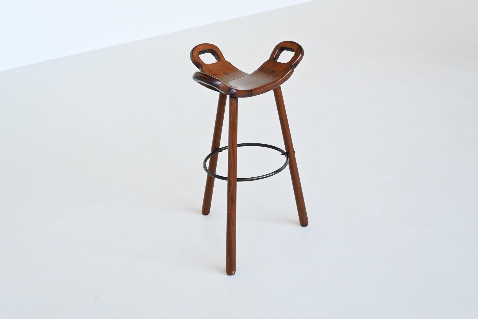 Confonorm set of six Marbella brutalist bar stools Spain 1970 3