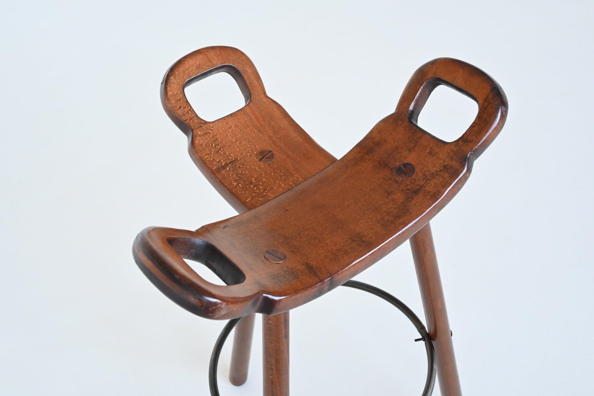 Confonorm set of six Marbella brutalist bar stools Spain 1970 4
