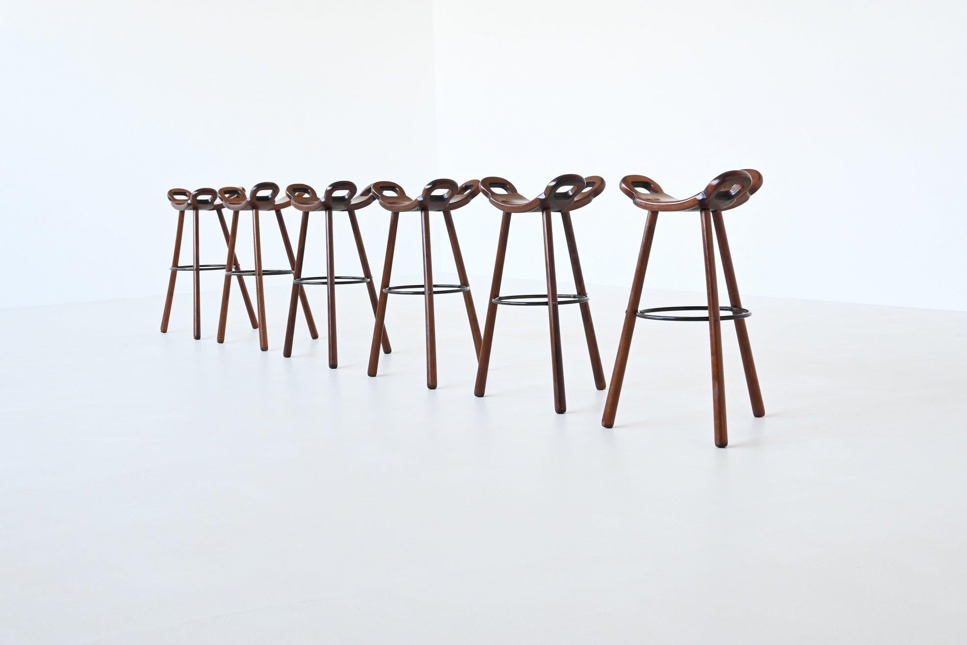 Brutalist Confonorm set of six Marbella brutalist bar stools Spain 1970