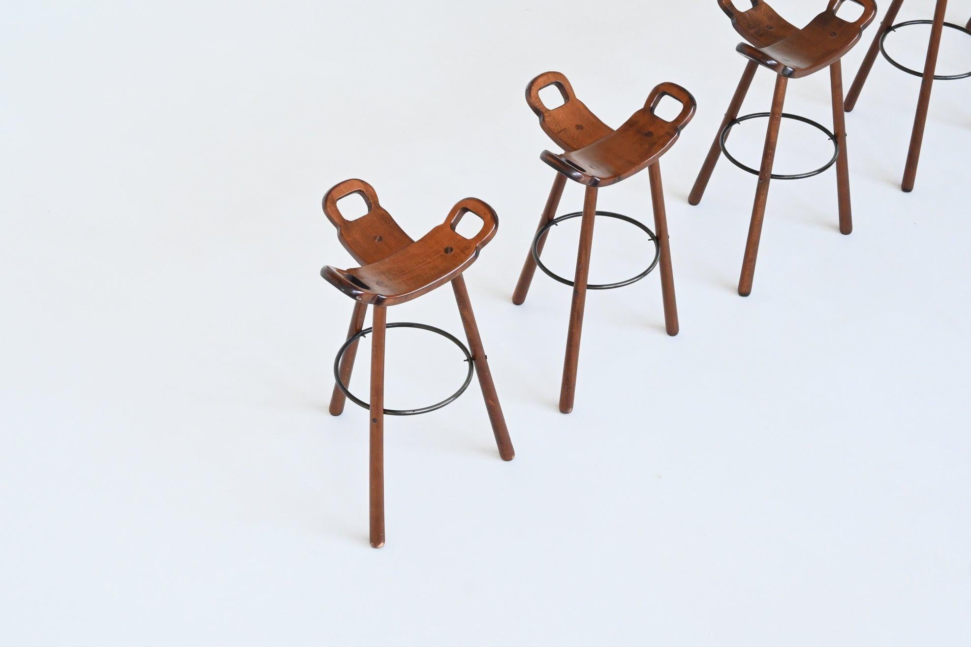 Late 20th Century Confonorm set of six Marbella brutalist bar stools Spain 1970
