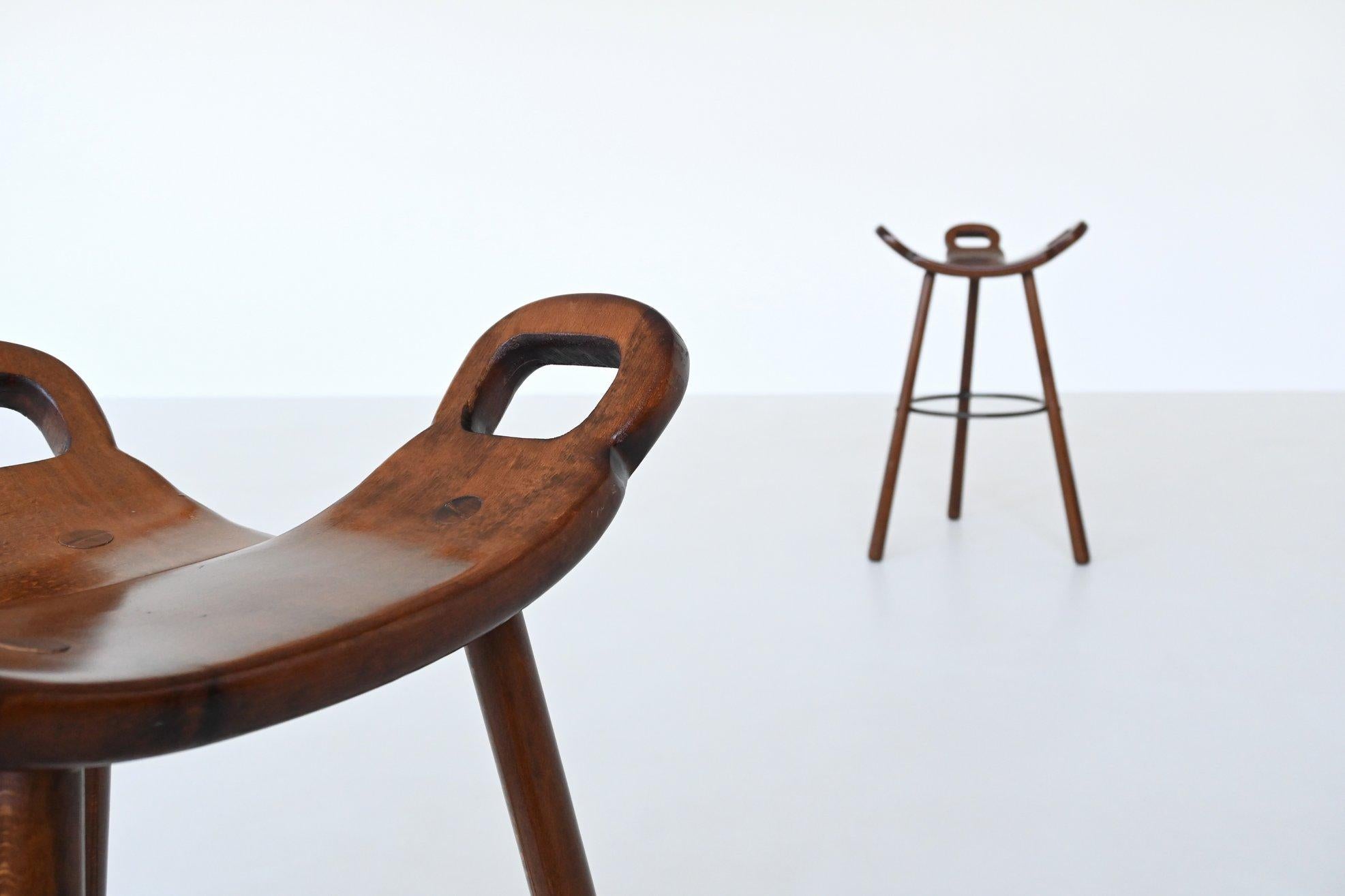 Confonorm set of six Marbella brutalist bar stools Spain 1970 2