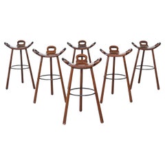 Confonorm set of six Marbella brutalist bar stools Spain 1970