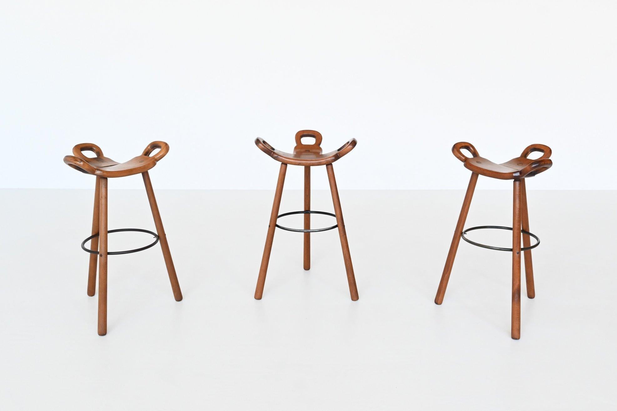Confonorm Set of Three Marbella Brutalist Bar Stools Spain, 1970 In Good Condition In Etten-Leur, NL