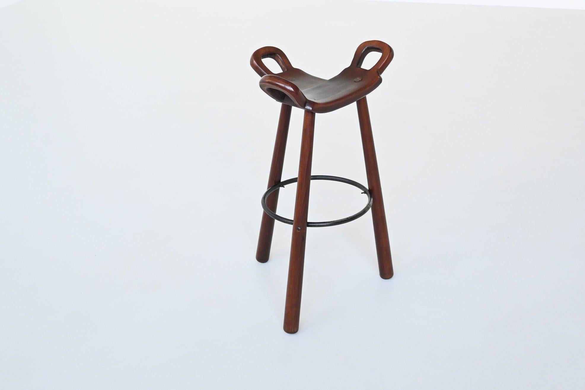 Confonorm six “Marbella” brutalist bar stools Spain 1970 4