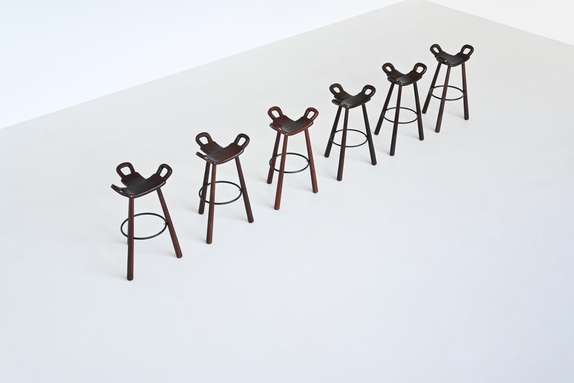 Brutalist Confonorm six “Marbella” brutalist bar stools Spain 1970
