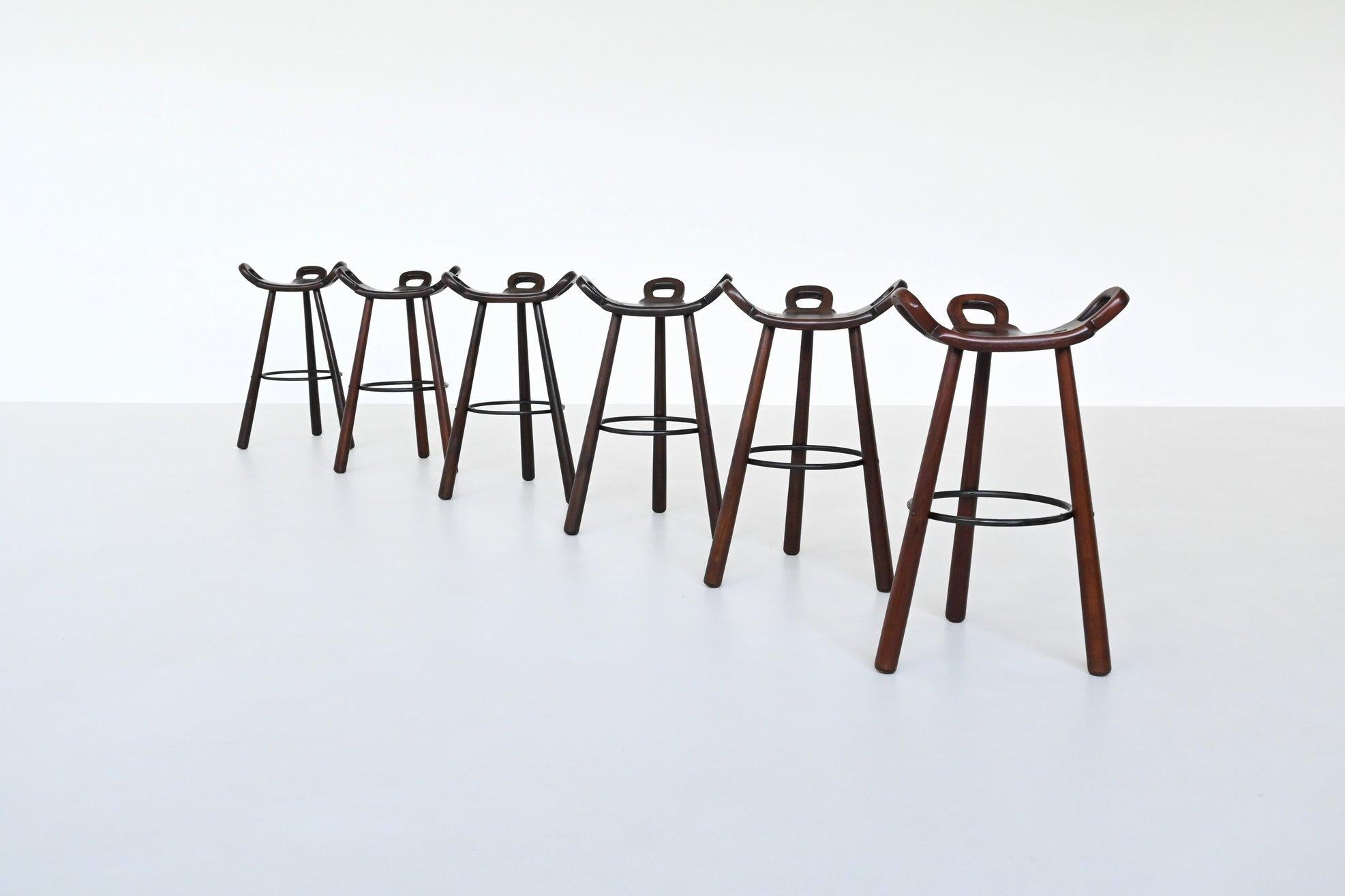 Confonorm six “Marbella” brutalist bar stools Spain 1970 In Good Condition In Etten-Leur, NL