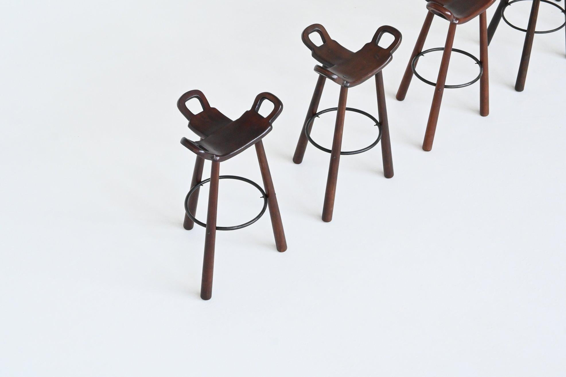 Late 20th Century Confonorm six “Marbella” brutalist bar stools Spain 1970