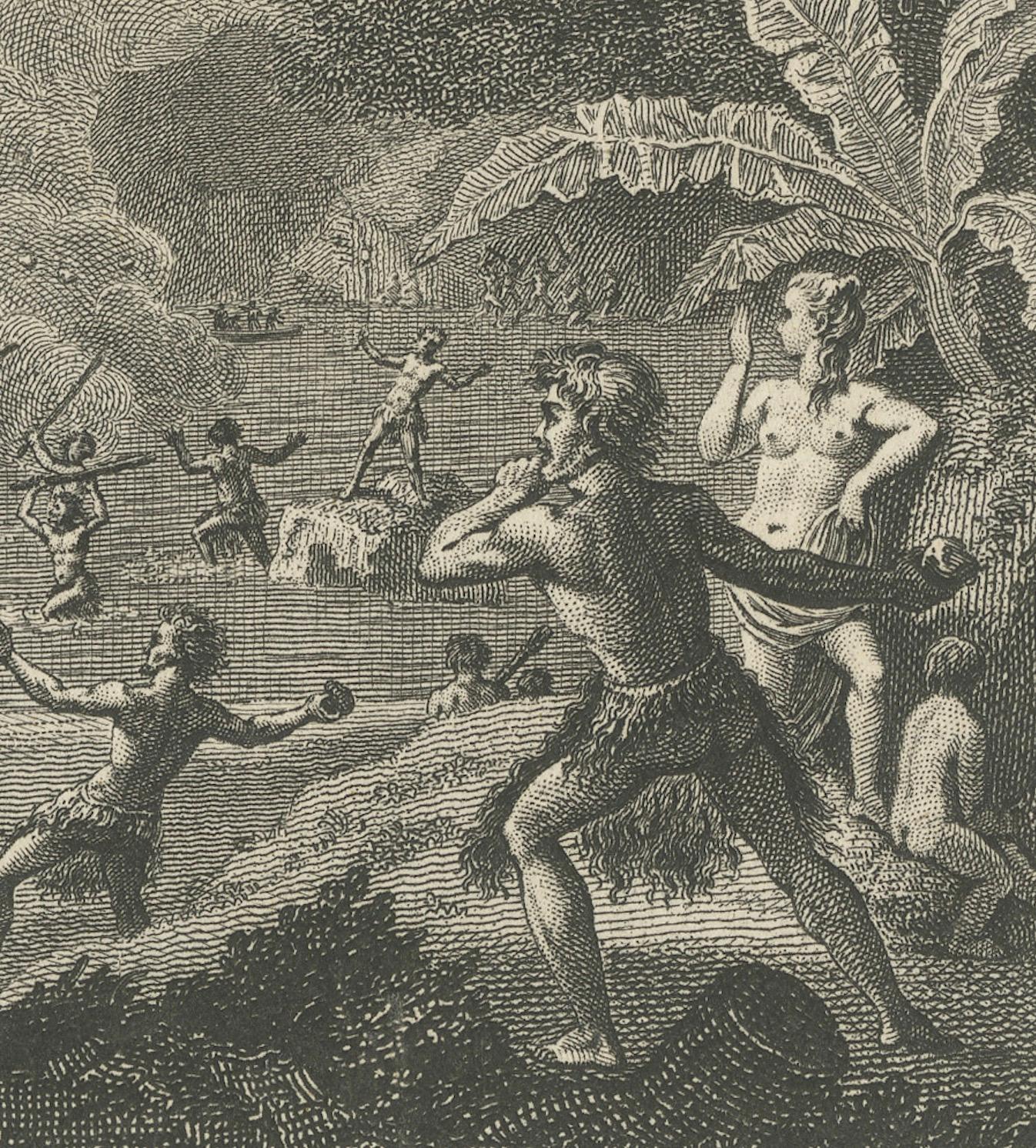 Confrontation and Culture: Samoan Warrior Engagement, veröffentlicht 1820 (Graviert) im Angebot