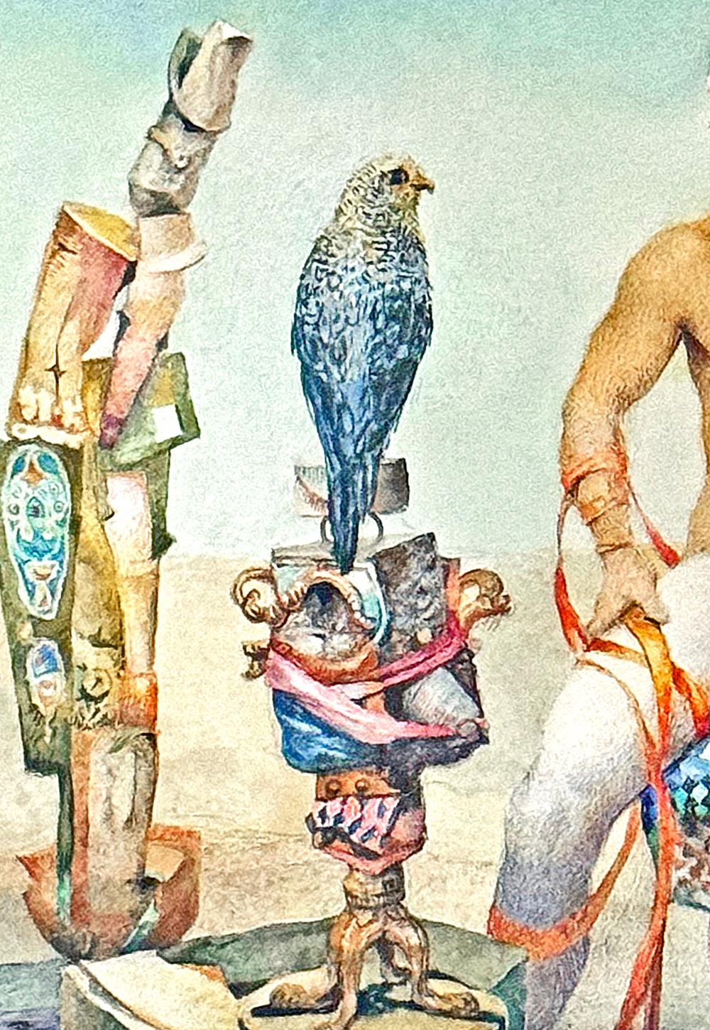 „Confrontation“, Zeichnung aus der Mitte des Jahrhunderts mit halber Akt, männlich, in surrealer Fassung, 1984 (Moderne der Mitte des Jahrhunderts) im Angebot