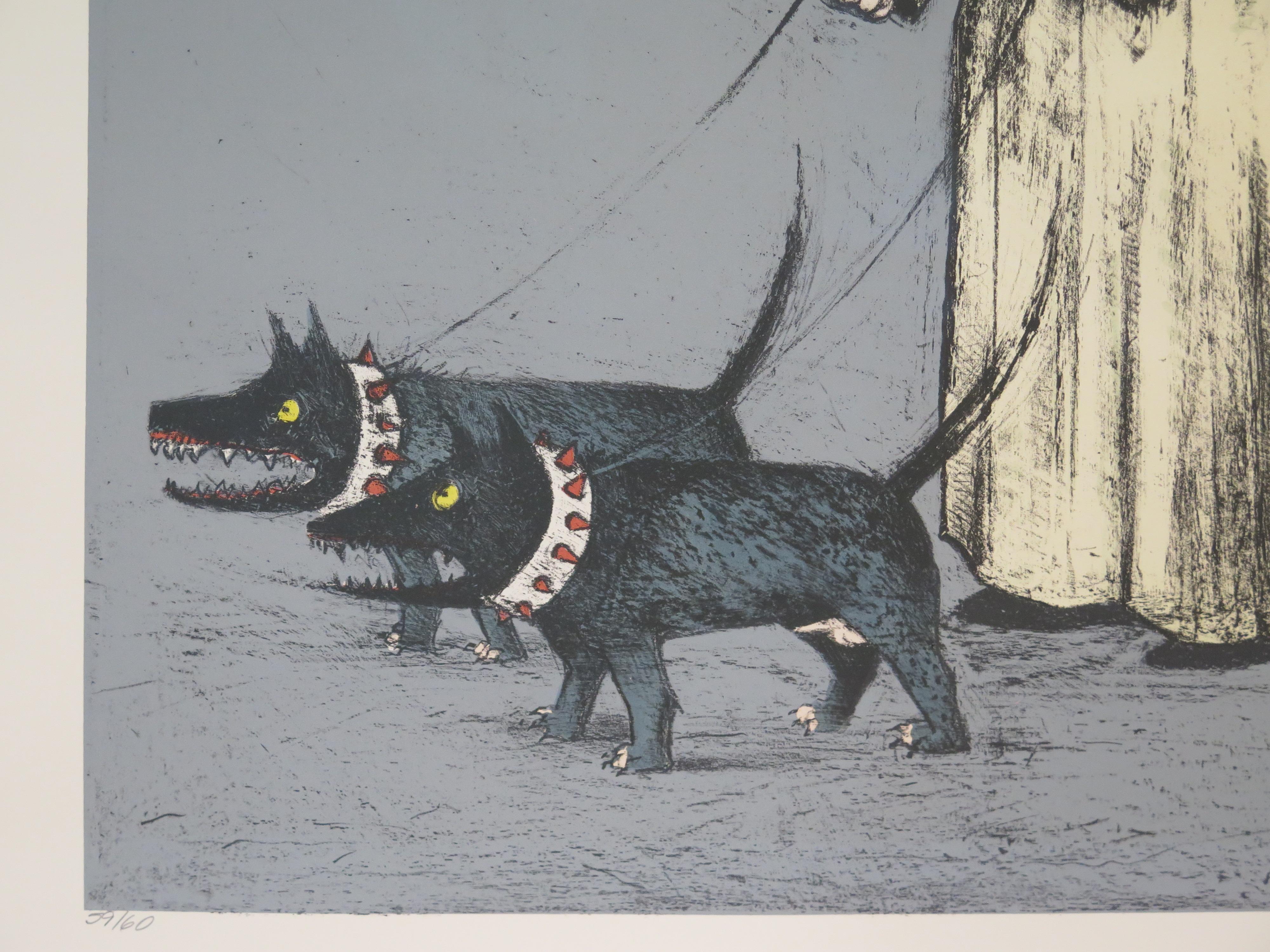 Moderne Man Confusé marchant avec ses chiens par John Alexander en vente