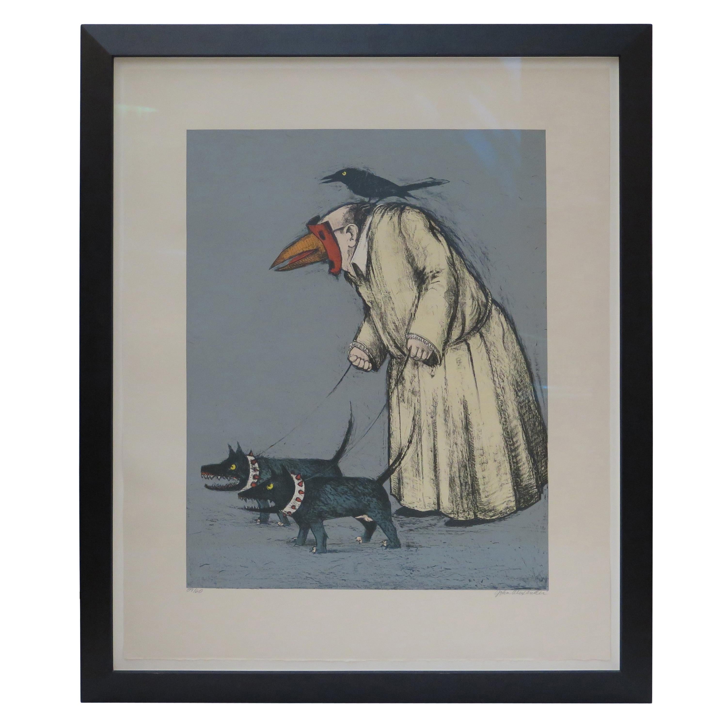 Man Confusé marchant avec ses chiens par John Alexander