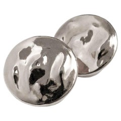 Sterling Silver Medium Statement Organic Round Stud Earrings