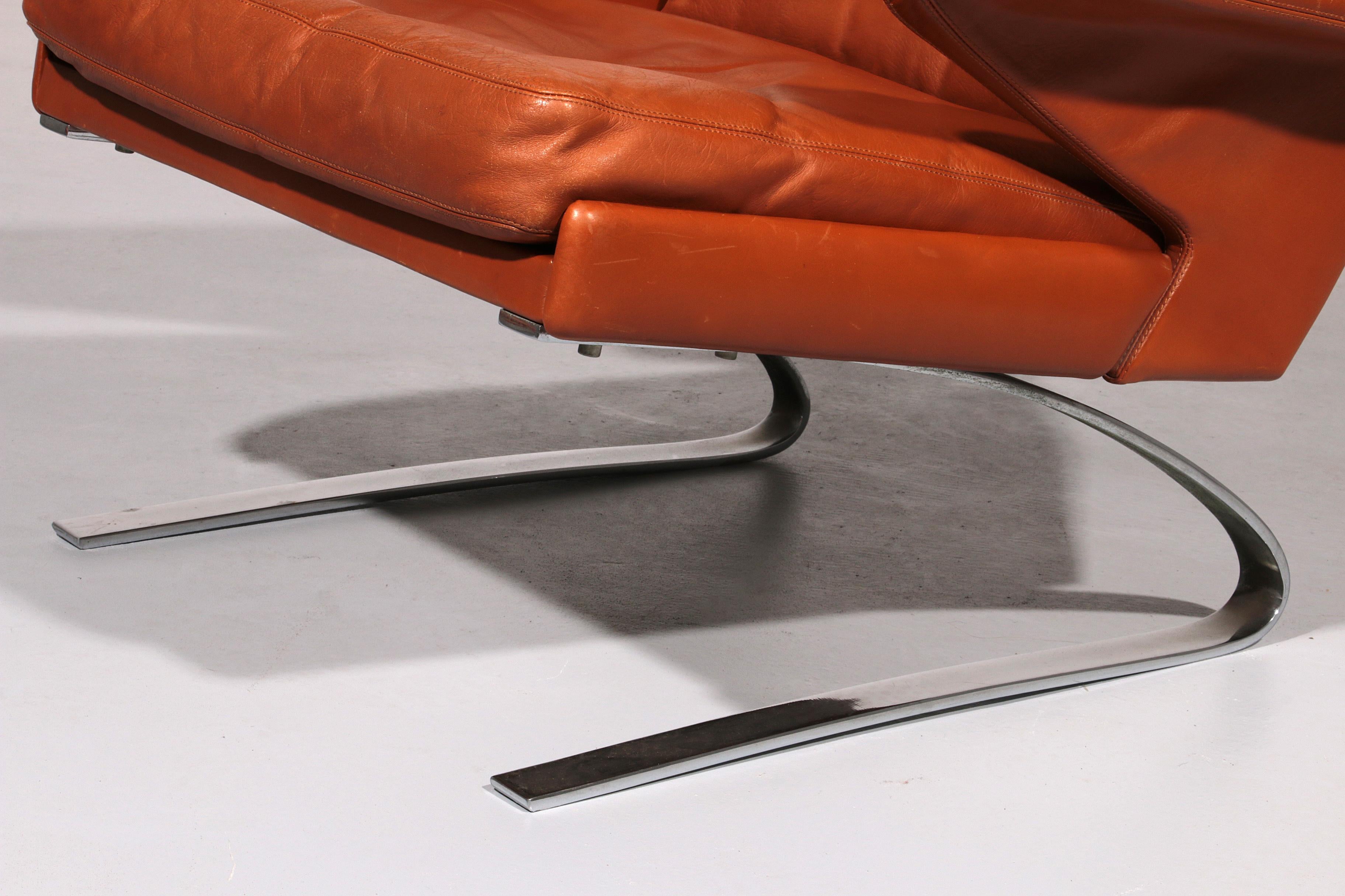 Congnac Leather COR SWING Lounch Chair whit Otterman By Adolf & Schöpfer 1976 For Sale 3