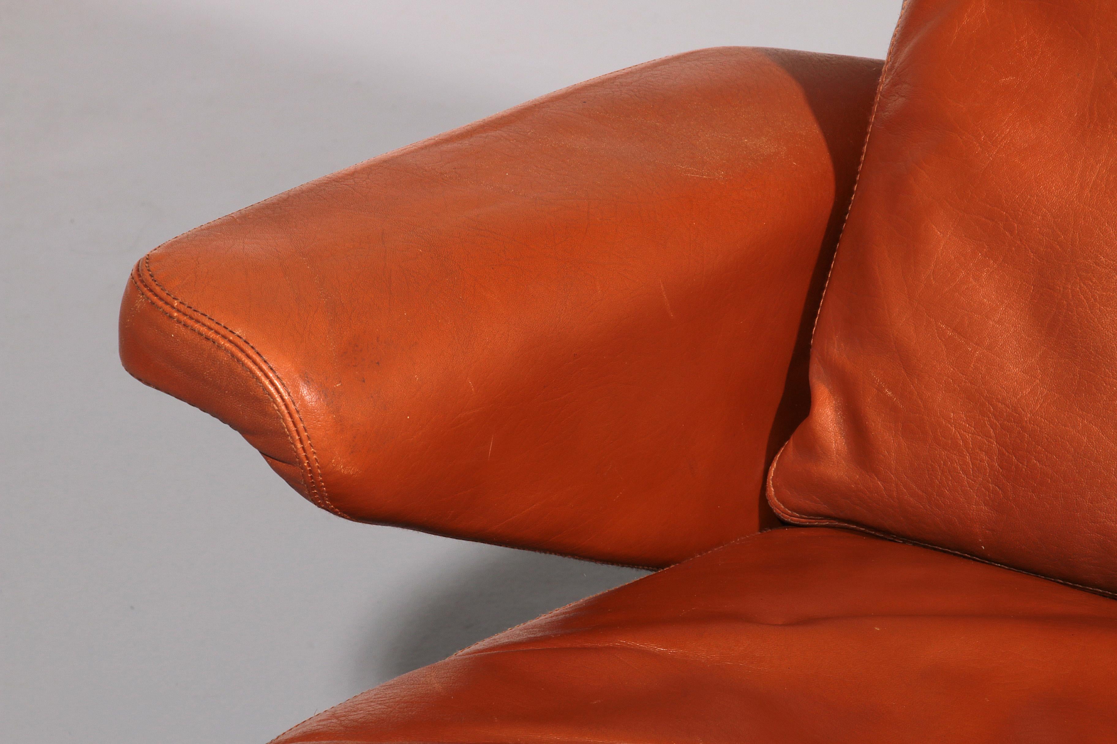 Congnac Leather COR SWING Lounch Chair whit Otterman By Adolf & Schöpfer 1976 For Sale 5
