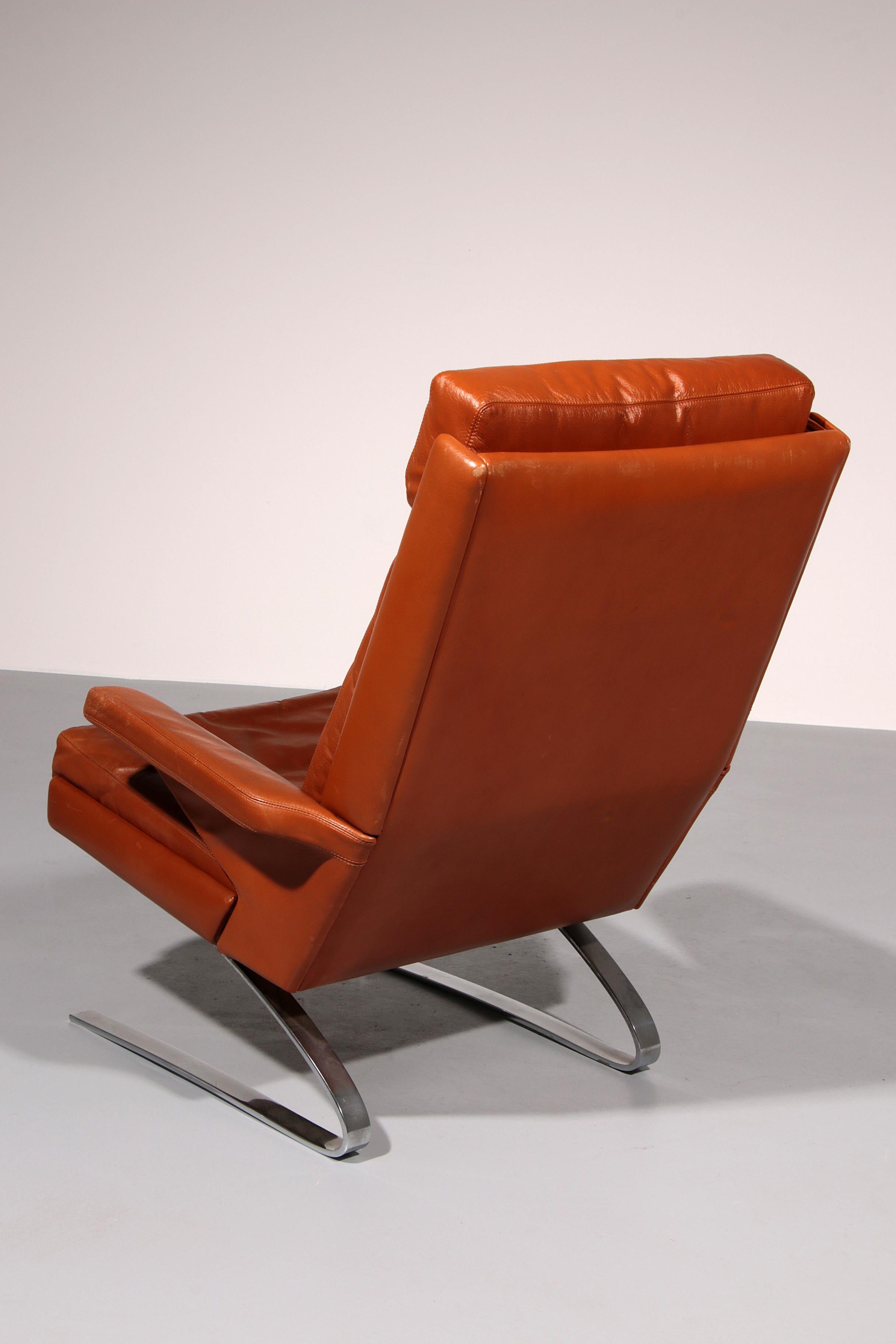Congnac Leather COR SWING Lounch Chair whit Otterman By Adolf & Schöpfer 1976 For Sale 9