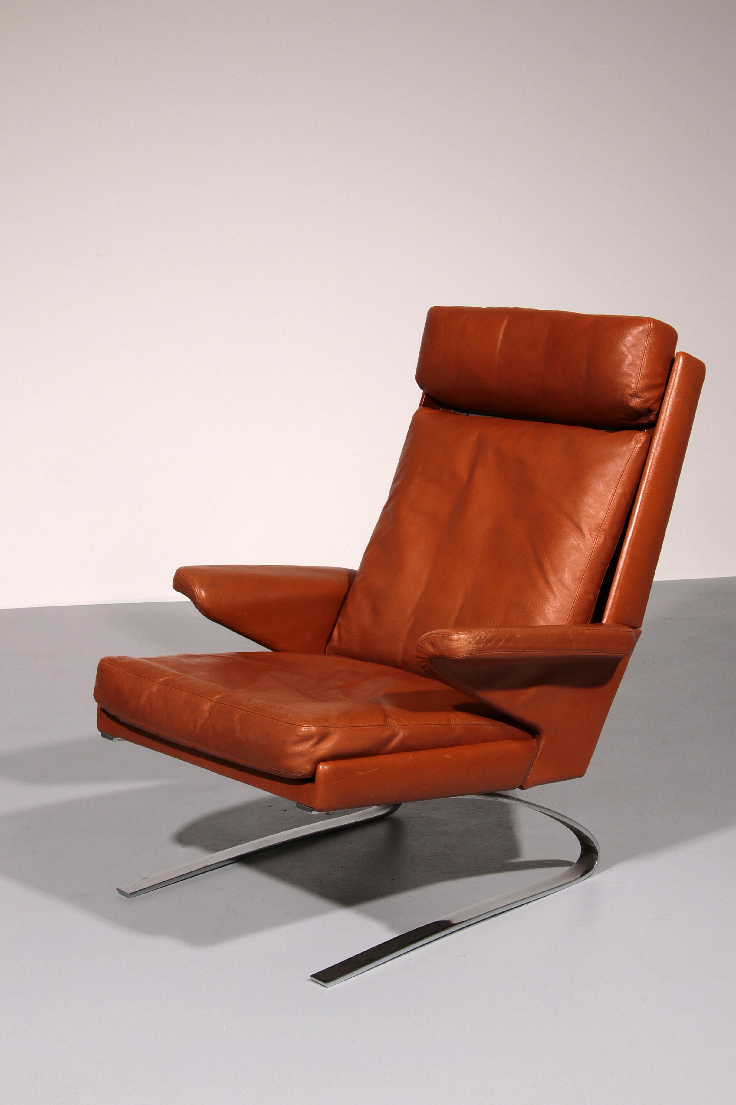 Congnac Leather COR SWING Lounch Chair whit Otterman By Adolf & Schöpfer 1976 For Sale 2