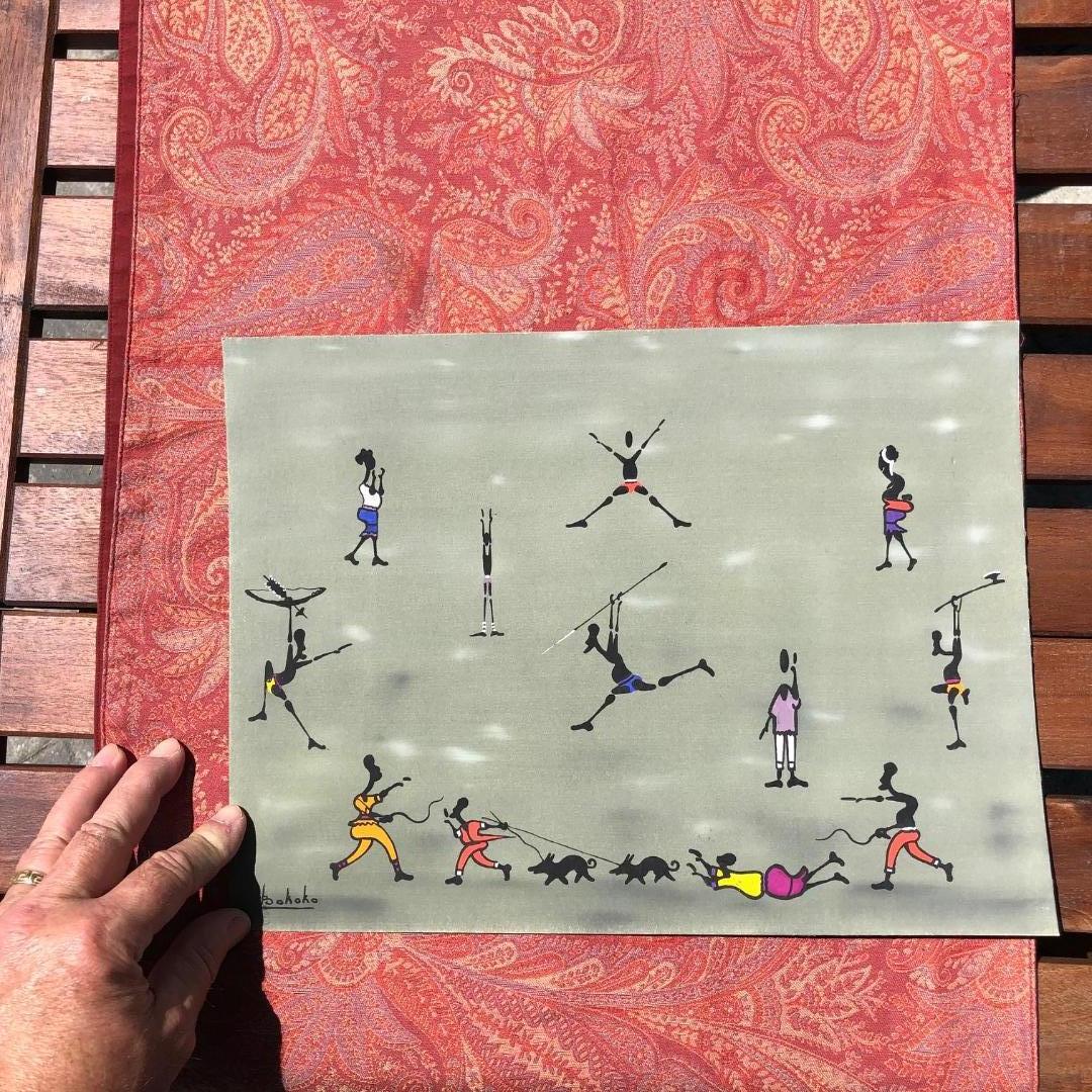 Congo Artist Rene Bokoko Imaginative  African Human Gouache 2