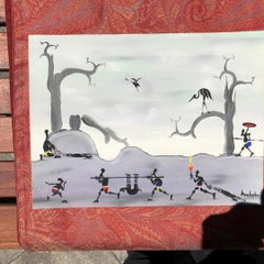 Rene Bokoko Vivid African Landscape Gouache