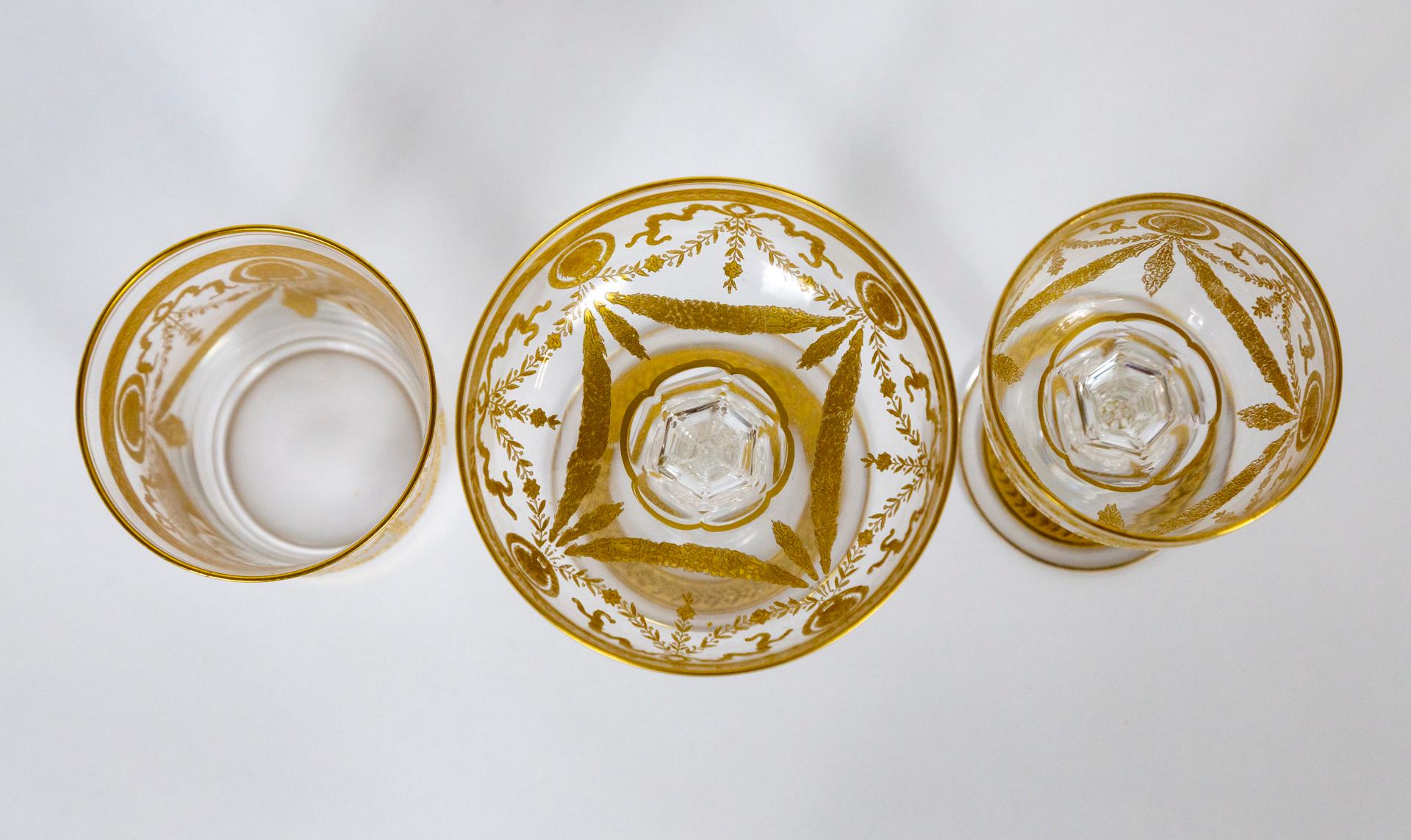 Vergoldetes Claret-Weinglas aus Kristall im Congress-Stil von Saint-Louis im Angebot 4