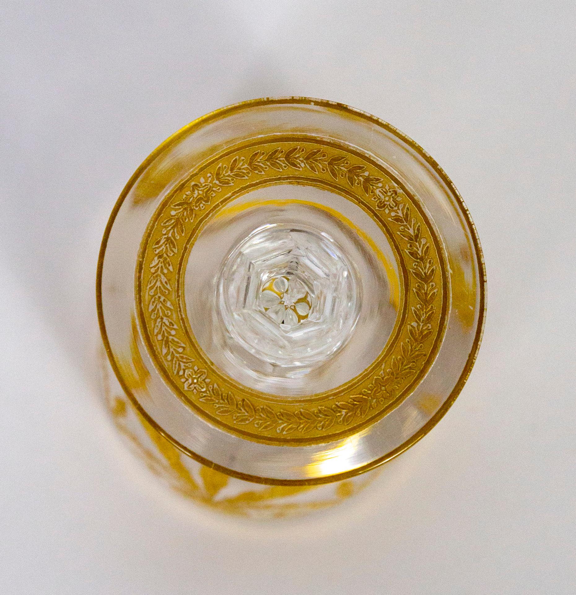 Cristal Verre à vin en cristal doré de style Congrès de Saint-Louis en vente