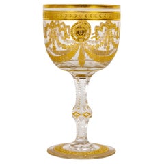Antique Congress Style Gilt Crystal Claret Wine Glass by Saint-Louis