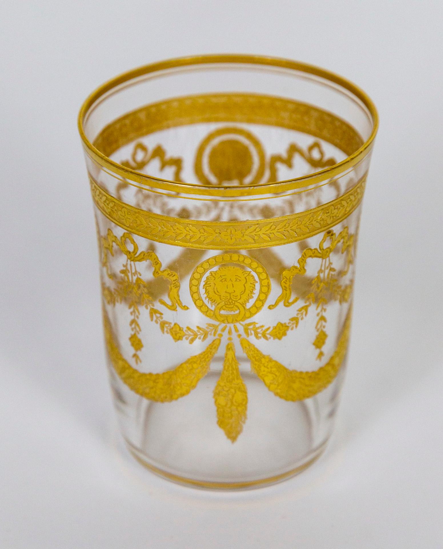 French Congress Style Gilt Crystal Tumblers by Saint-Louis, Set of 11
