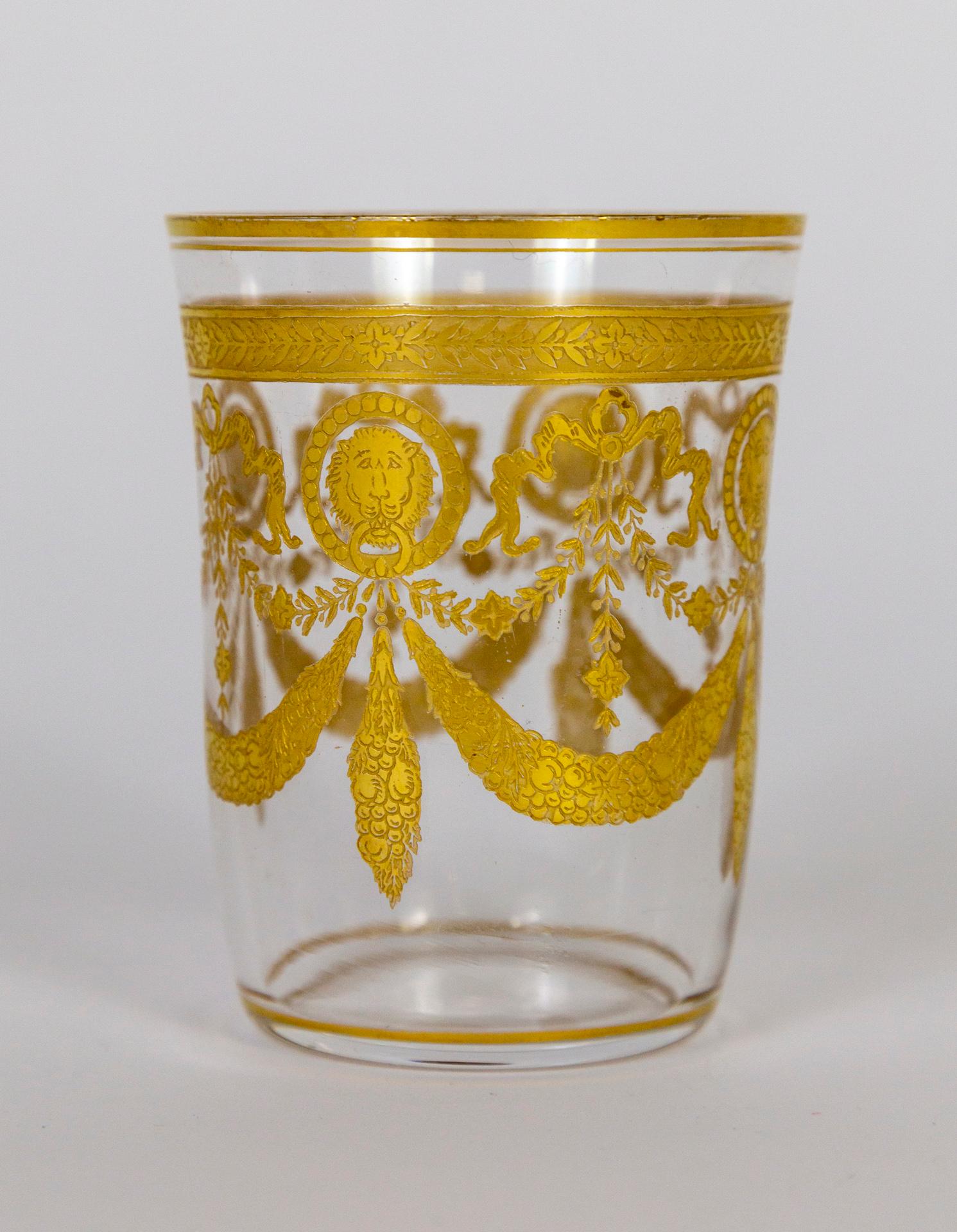 Congress Style Gilt Crystal Tumblers by Saint-Louis, Set of 11 In Good Condition In San Francisco, CA