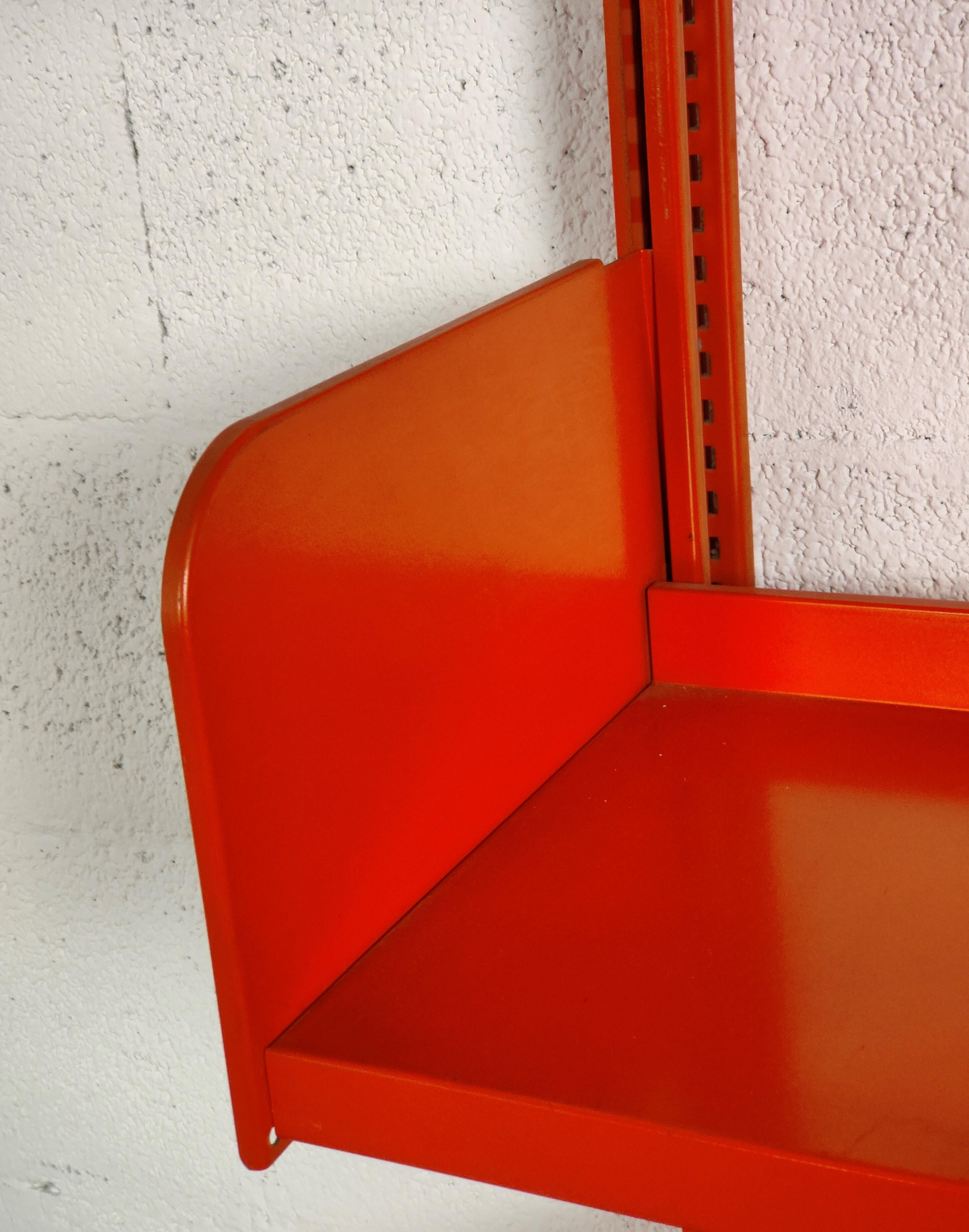 Mid-Century Modern Congresso by Lips Vago Metal Red Orange Bookcase 60s