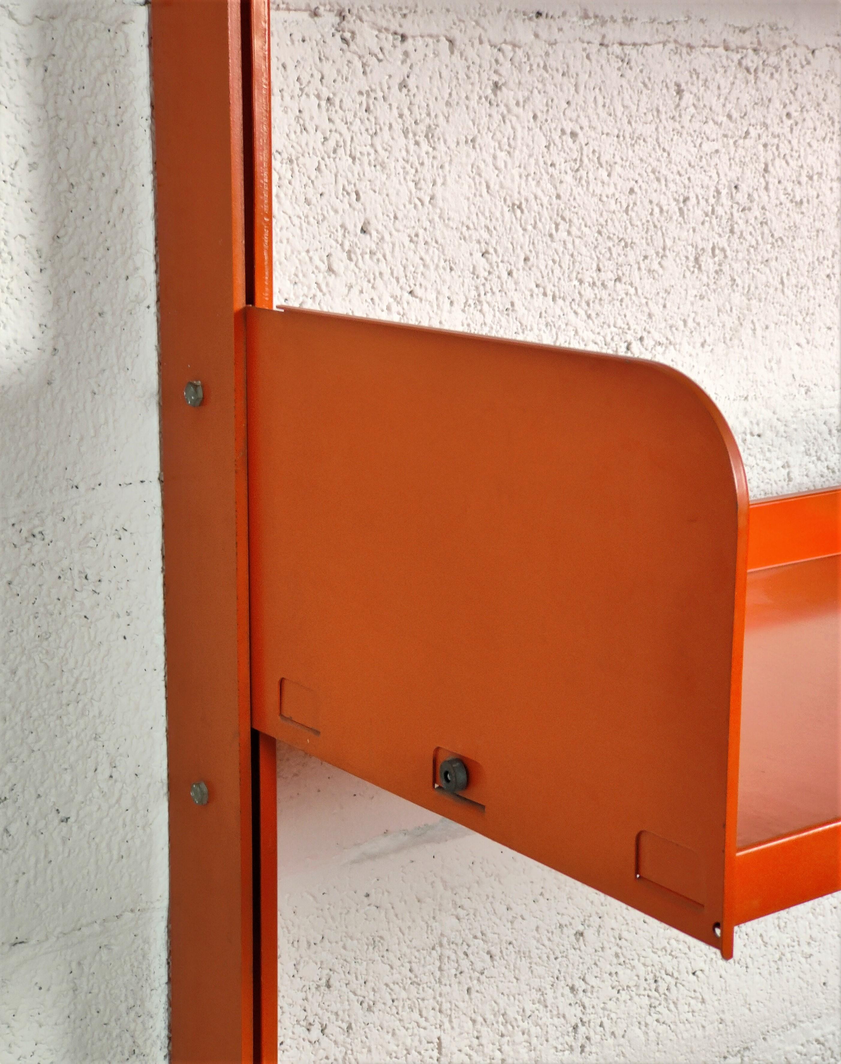 Italian Congresso by Lips Vago Metal Red Orange Bookcase 60s