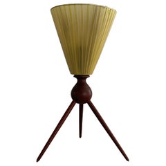 Conic Shade Teak Tripod Table Lamp, 1950s, Germany