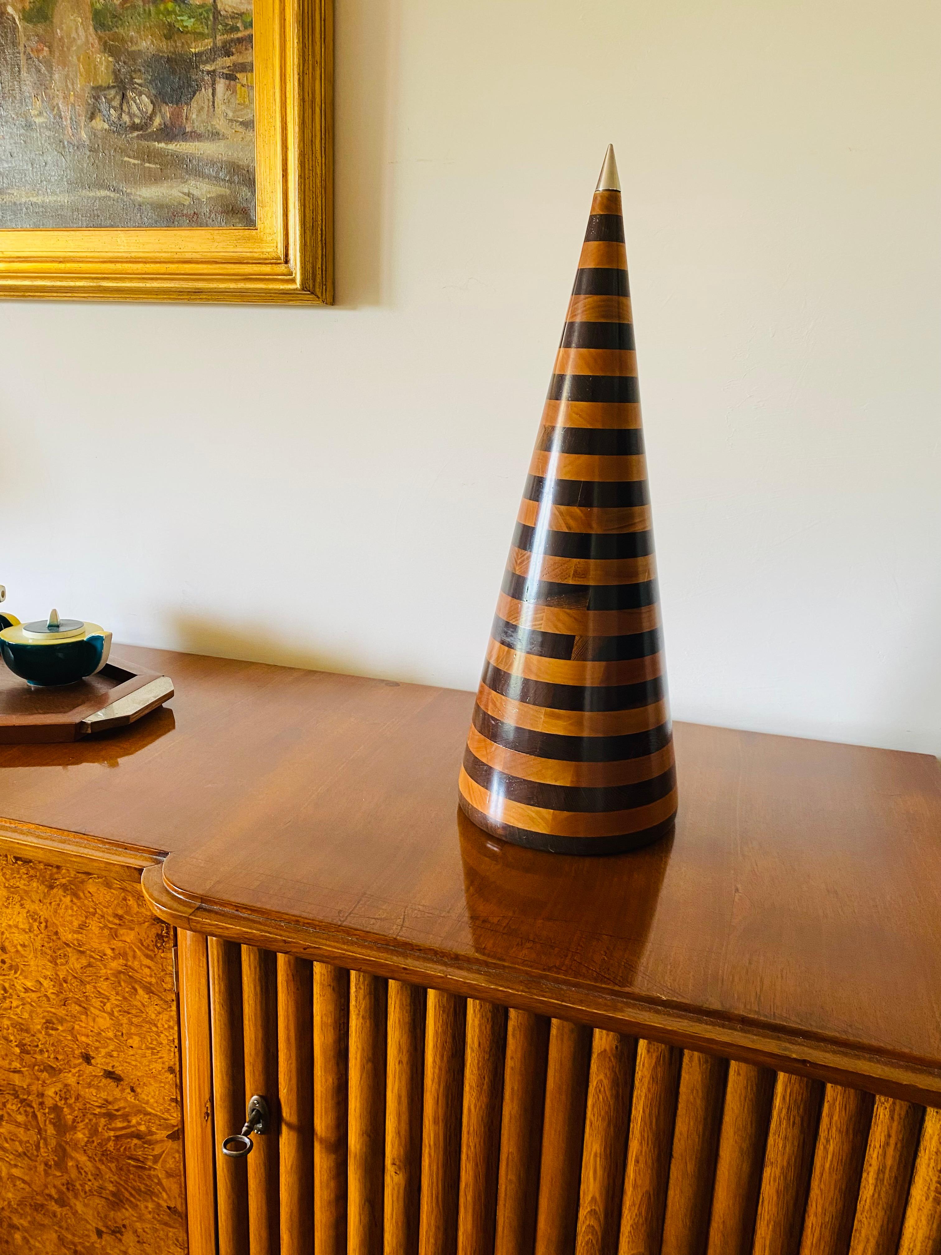 Conic Solid Wood Sculpture, Salmistraro, Italy, 1970s For Sale 13
