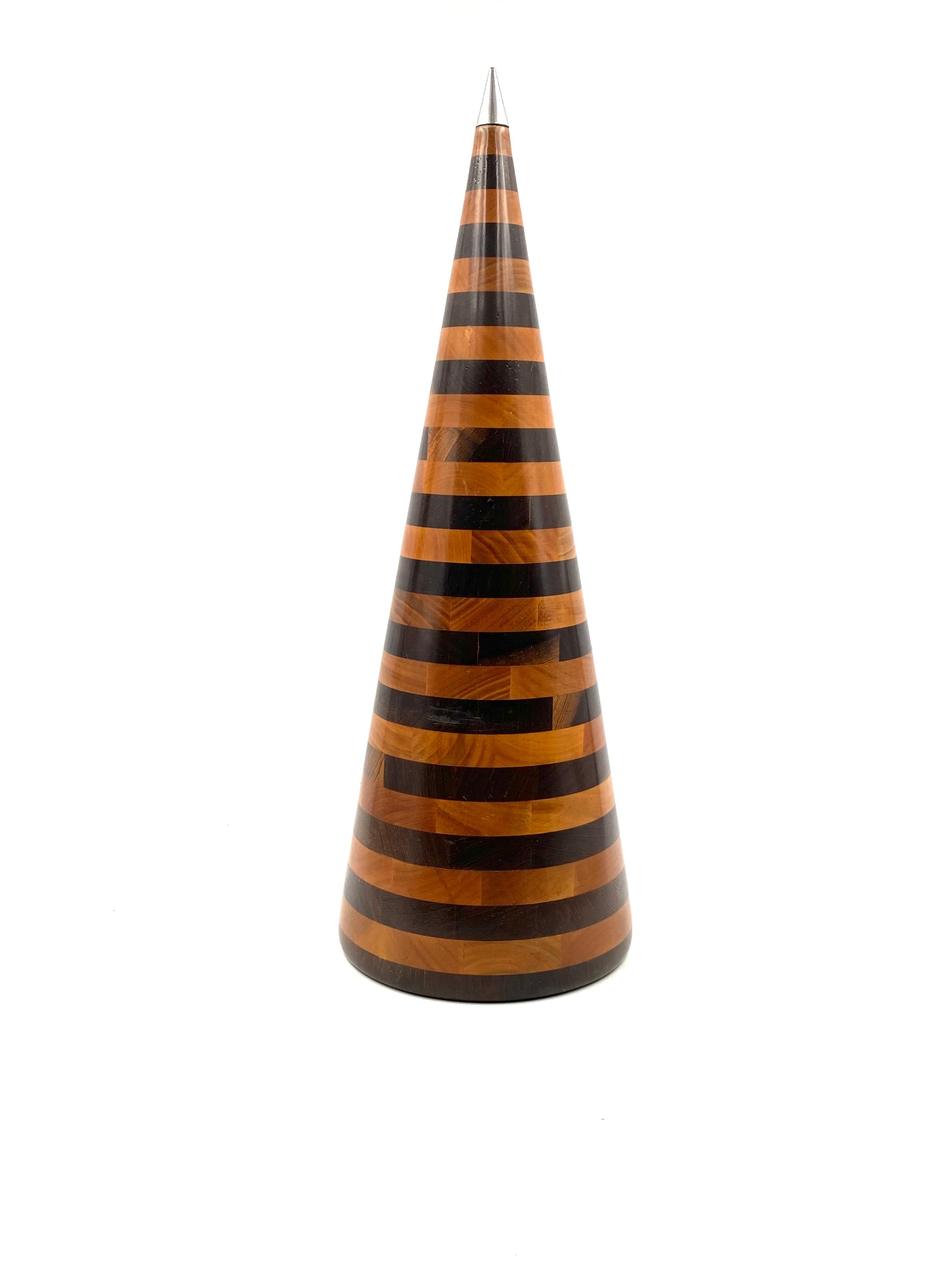 Italian Conic Solid Wood Sculpture, Salmistraro, Italy, 1970s For Sale