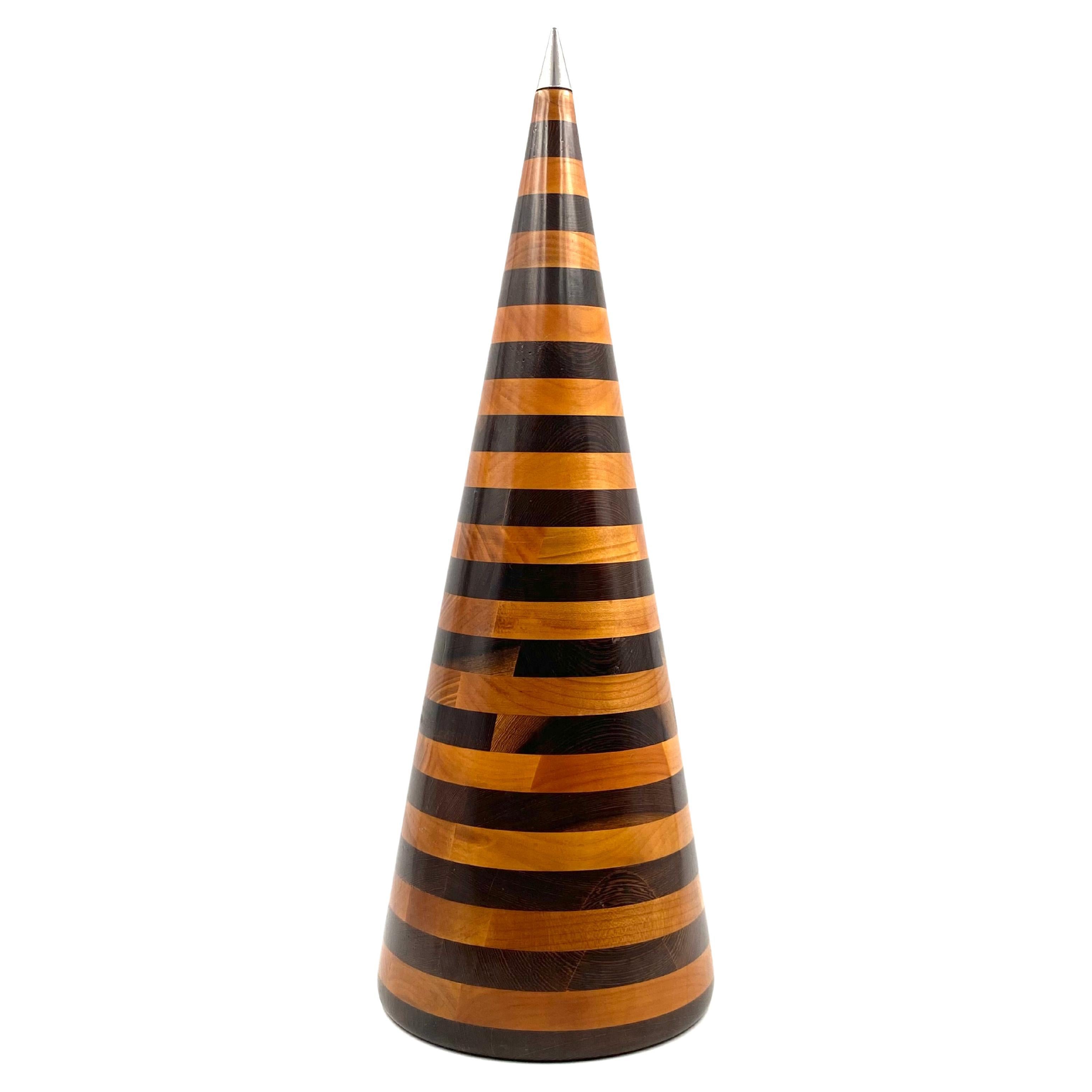 Conic Solid Wood Sculpture, Salmistraro, Italy, 1970s