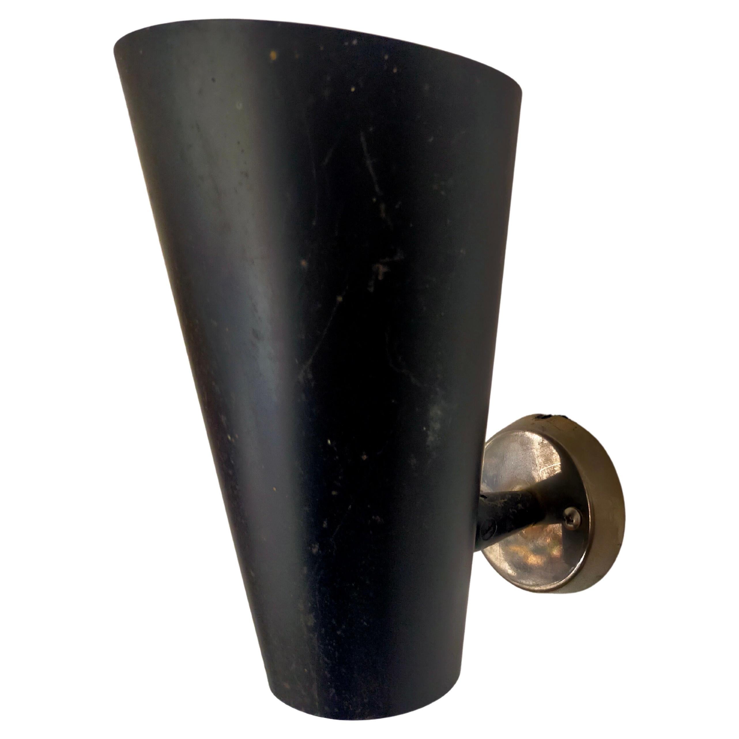 Conical Black Metal Sconce by Lita For Sale