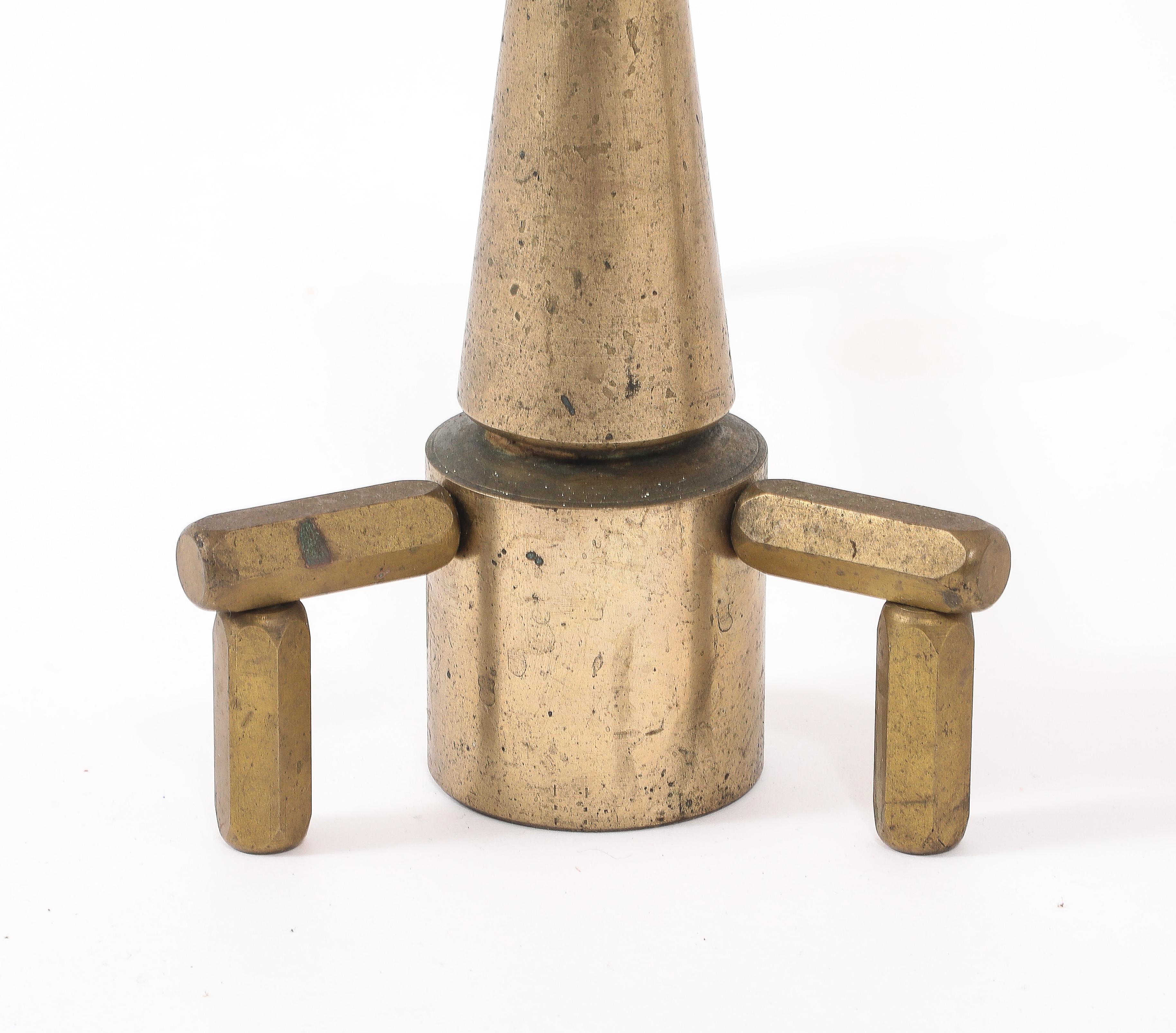 French Conical Bronze Andirons, France 1940's For Sale