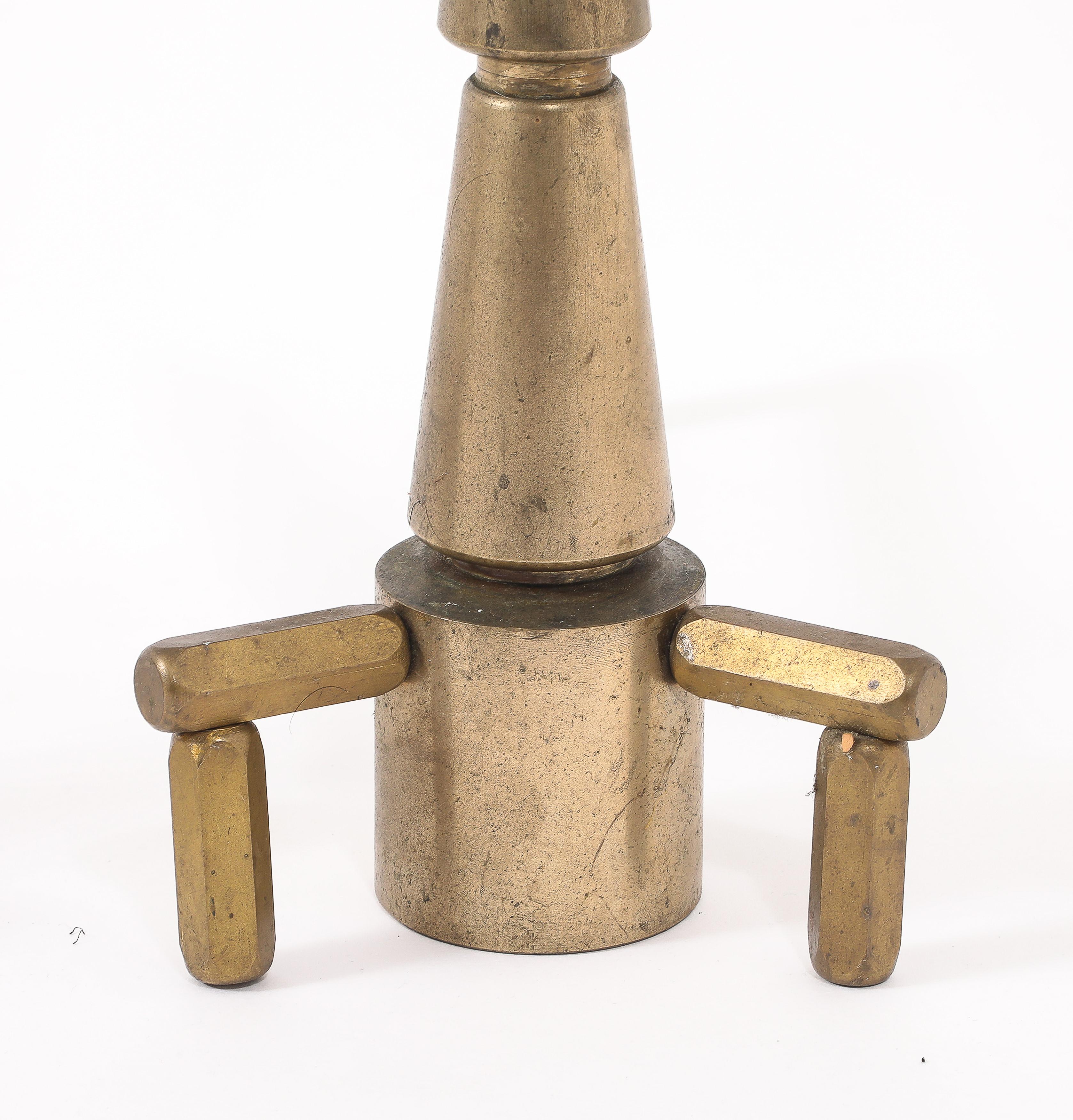 Conical Bronze Andirons, France 1940's In Good Condition For Sale In New York, NY