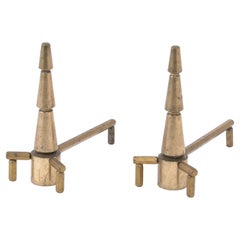 Conical Bronze Andirons, France 1940's