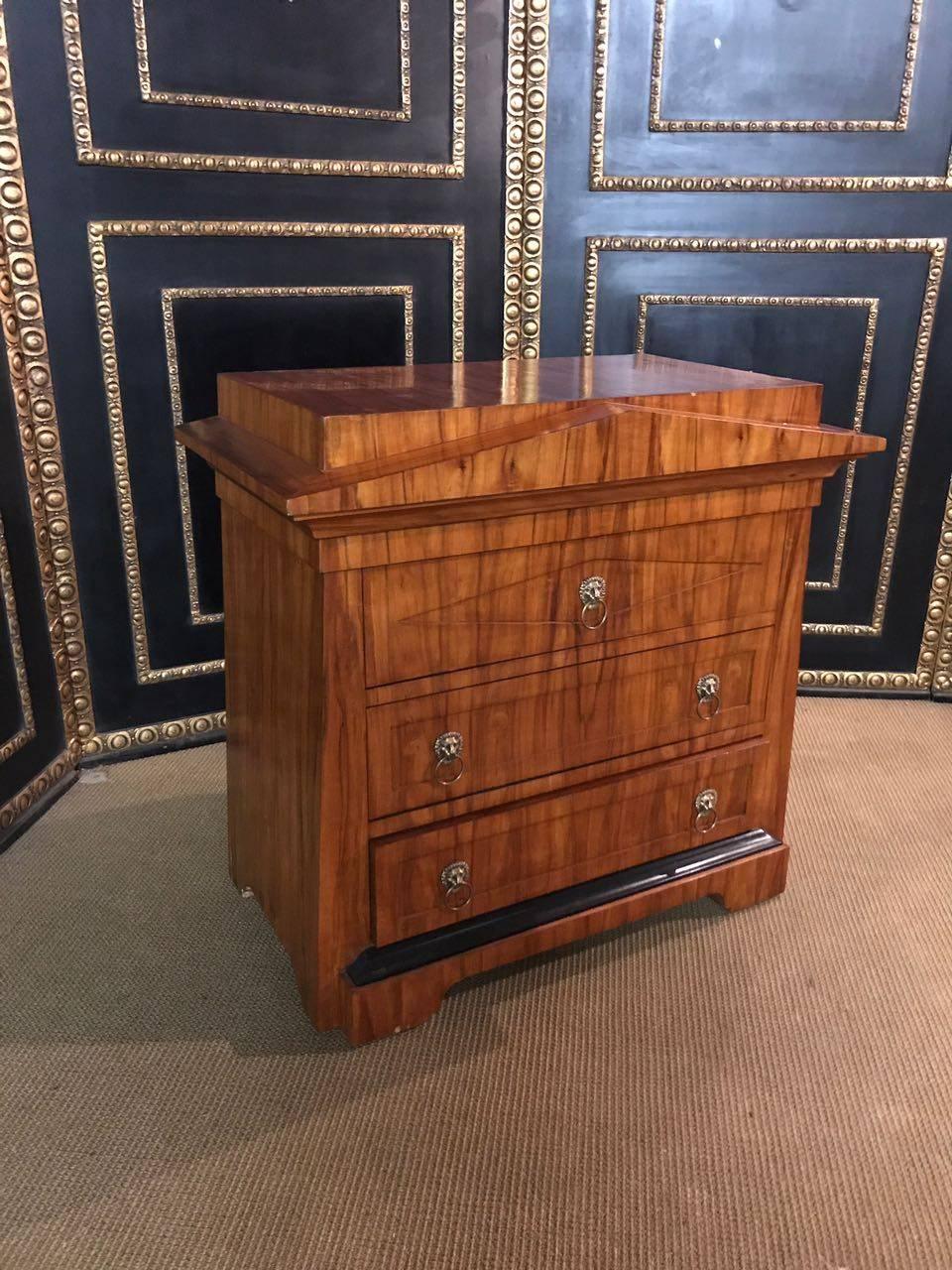German Conical Chest of Drawers Commode shelve in antique Biedermeier Style mahogany