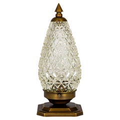 Conical Hollywood Regency Diamond Crystal Pressed Glass Lamp