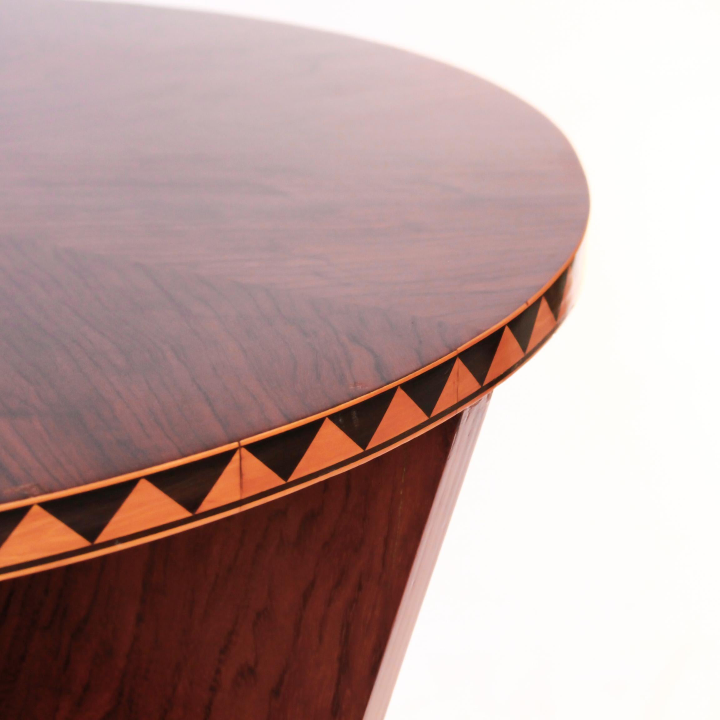 English Art Deco French Conical Library Table in Walnut Veneer Circa 1935