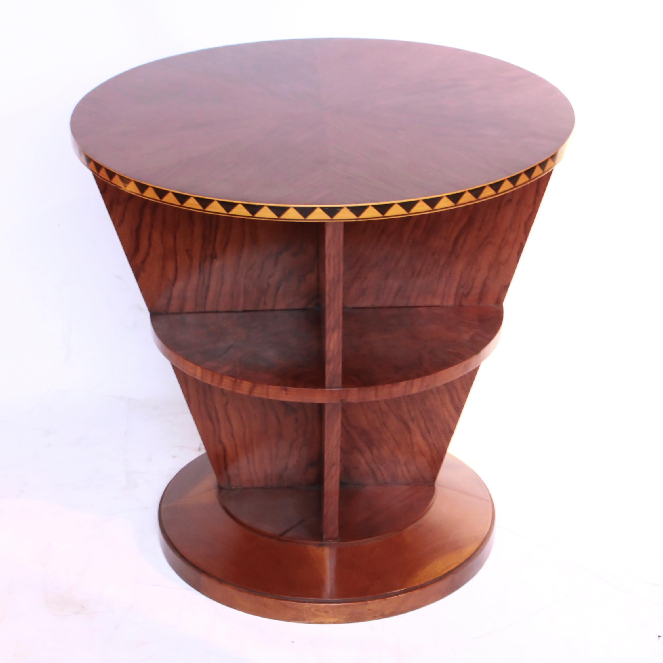 Art Deco French Conical Library Table in Walnut Veneer Circa 1935 2