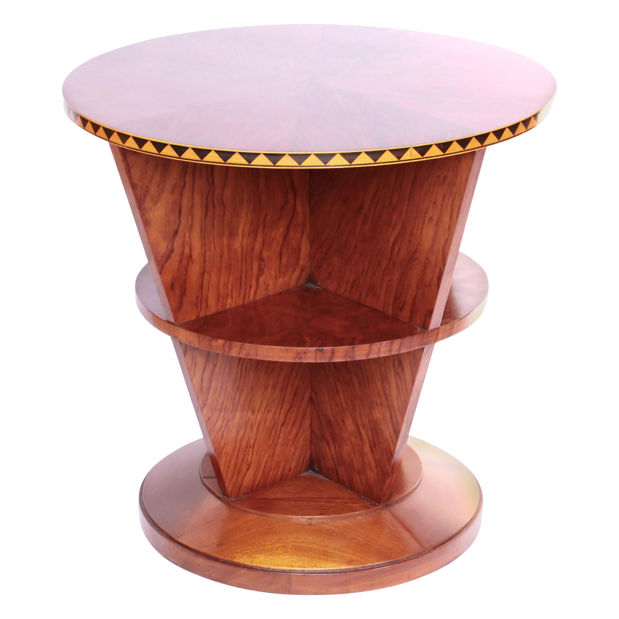 Art Deco French Conical Library Table in Walnut Veneer Circa 1935