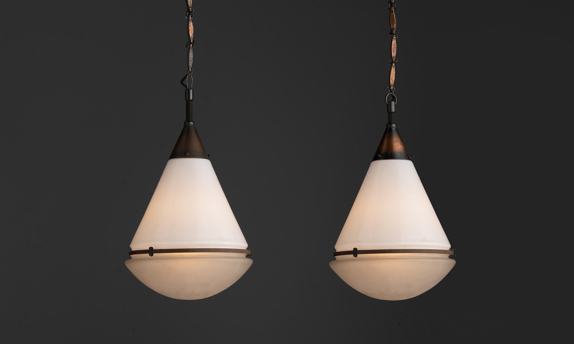 Conical Luzette Pendants by Peter Behrens, Germany circa 1920 For Sale 1