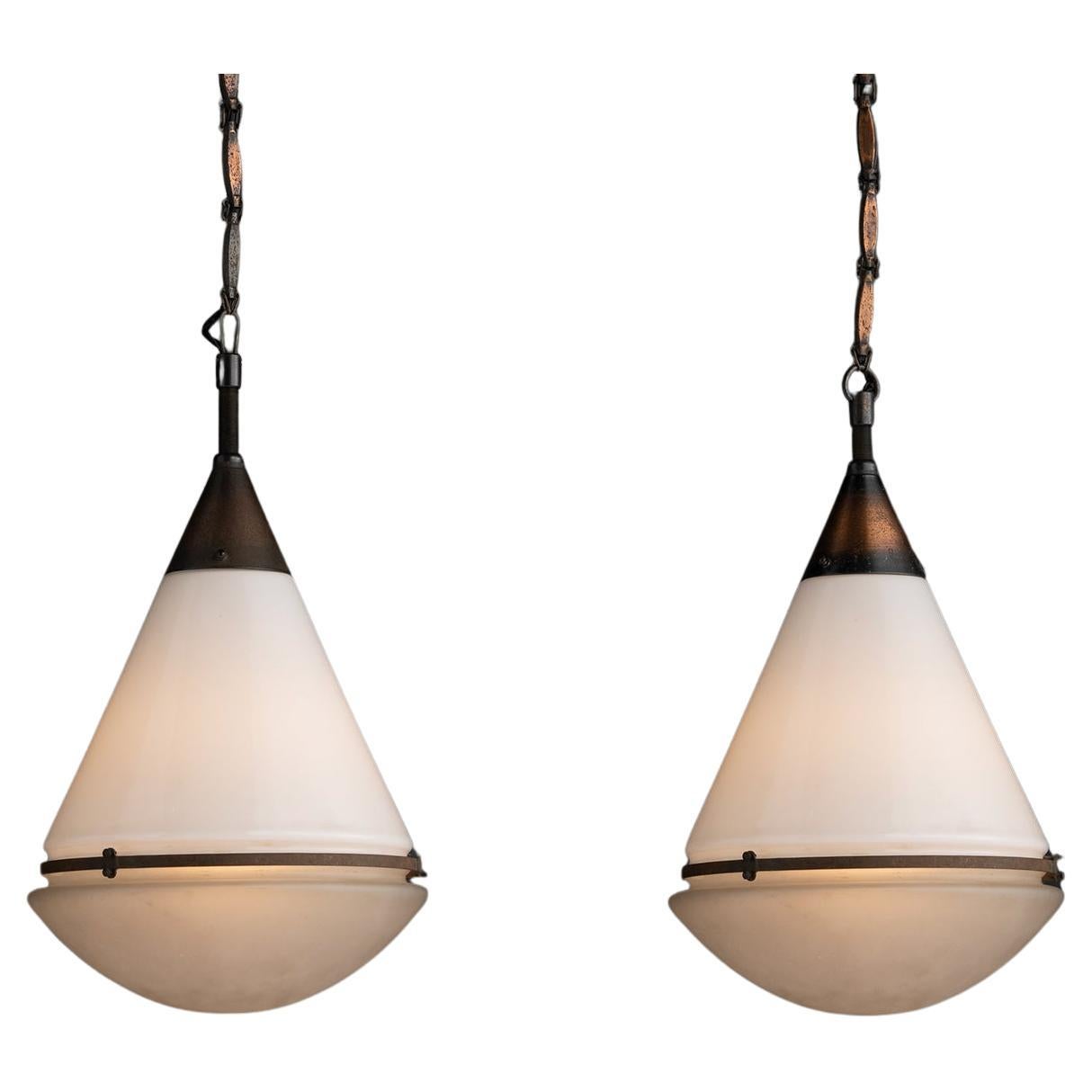 Conical Luzette Pendants by Peter Behrens, Germany circa 1920 For Sale